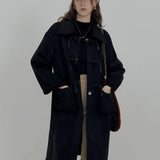 Woman's Beige Wool Blend Duffel Coat with Hood