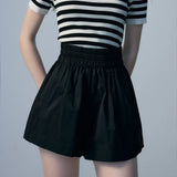 Pleated Waist Flared Shorts - Casual Chic