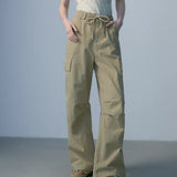 Women's Drawstring Waist Cargo Pants - Relaxed Fit Utility Style