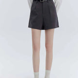 Tailored High-Rise Shorts with Belted Waist