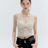 Lace Camisole Top with Scalloped Edges and Adjustable Straps