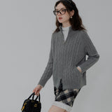 Women's Zip-Front Cable Knit Cardigan