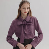 Chic Tie-Neck Blouse with Vintage Elegance