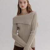 Off-Shoulder Ribbed Sweater