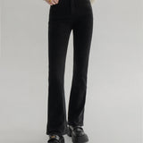 Sleek High-Waisted Black Denim Flare Jeans