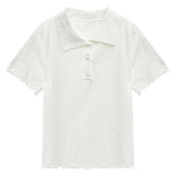 Polo Shirt with Scalloped Edges and Collar