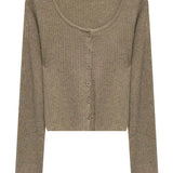 Minimalist Cropped Cardigan with Front Button Closure