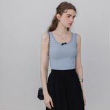 Women's Lace Trim Bow Detail Sleeveless Top