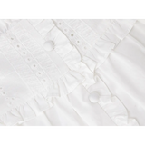 Cotton Sleeveless Blouse with Ruffle Trim and Eyelet Embroidery