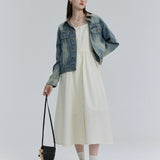 Vintage Revival: Classic Denim Jacket with Contrast Collar