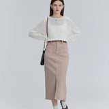 Chic Denim Midi Skirt with Statement Pockets