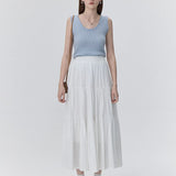Delicate Ribbed Tank Top with Ruffled Neckline