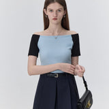 Elegant Contrast Colorblock Knit Top - Versatile and Fashionable