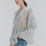 Vintage Ruffle Blouse in Floral Print – Classic Elegance Meets Modern Charm