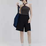 Chic Crossover Buttoned Culotte Shorts – Versatile Fashion for Urban Life