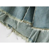 Casual Chic Layered Ruffle Mini Denim Skirt with Belt