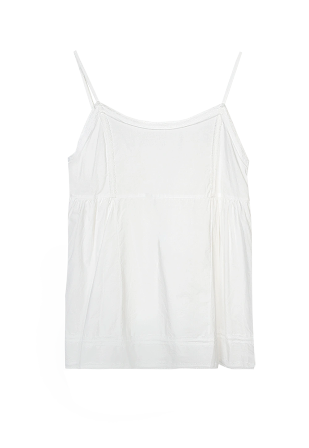 Women's Lightweight Sleeveless Blouse with Adjustable Spaghetti Straps and Flowy Tiered Design