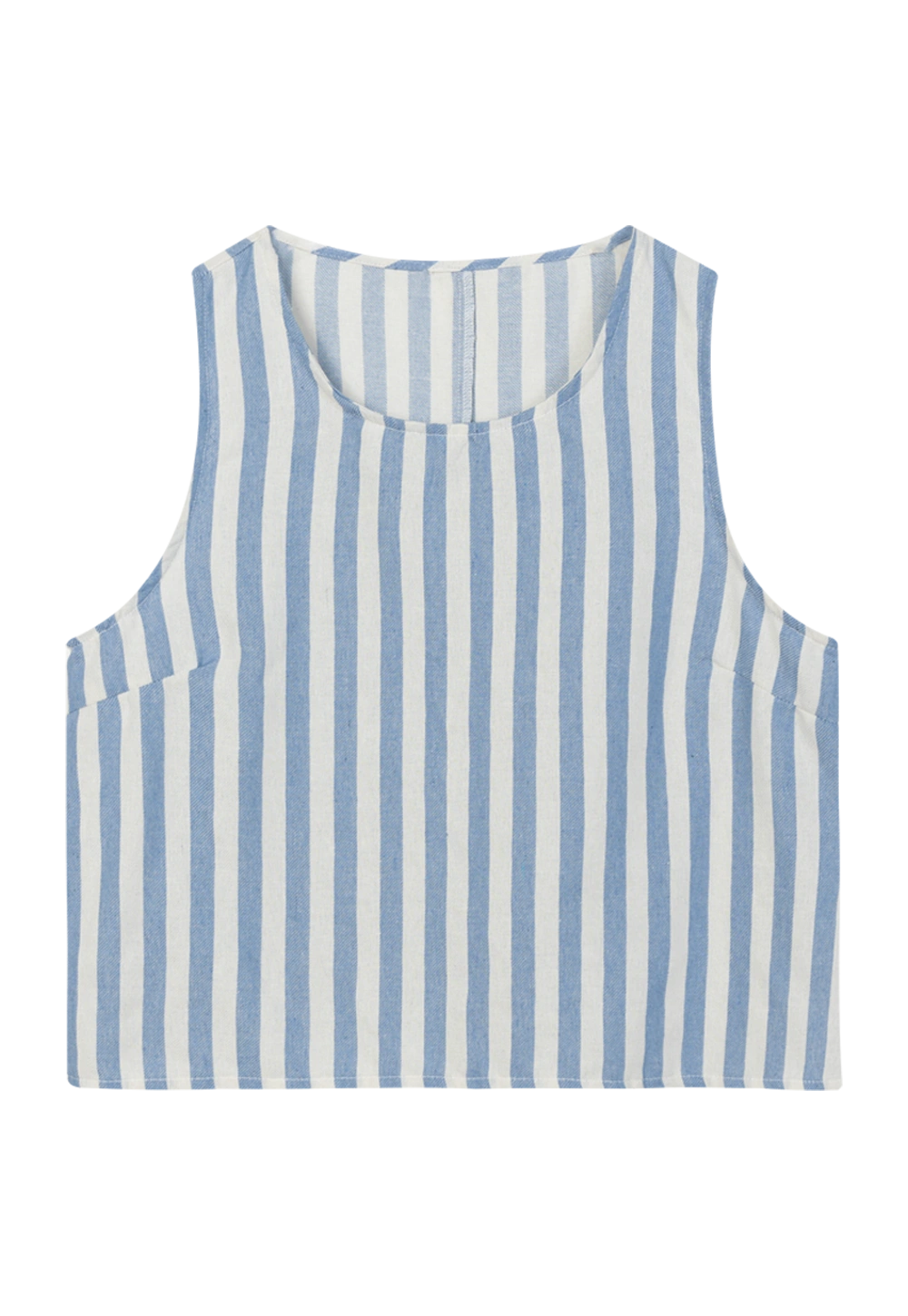 Women's Red and White Striped Sleeveless Top - Crew Neck, Cotton Blend