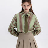 Chic Striped Shirt with Tie Detail
