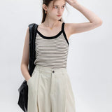 Classic Striped Sleeveless Top for Versatile Wardrobe Match