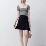Women's High-Waist Ruffle Hem Mini Skirt