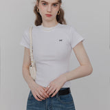 Women's Classic Black Tee with Petite Embroidery Detail