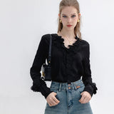 Elegant Layered Ruffle Collar Blouse - Sophisticated Charm for All Occasions