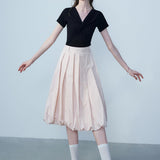 Women's Pink Pleated bud skirt - Soft Fabric, Flowing Silhouette