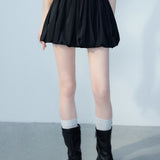 Women's Black Pleated Mini Skirt - Elastic Waist, Comfort Fit, Stylish for Everyday Wear