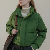 Women's Padded Cotton Jacket - Winter Warmth with Zippered Pockets