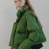 Women's Padded Cotton Jacket - Winter Warmth with Zippered Pockets
