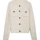 Women's Textured Button-Up Cardigan with Front Pockets