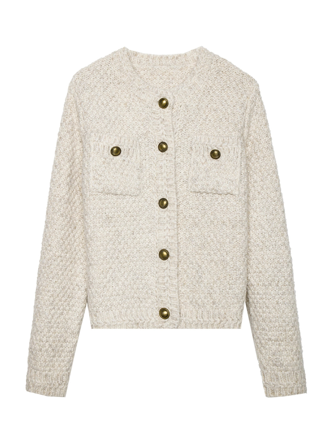 Women's Textured Button-Up Cardigan with Front Pockets