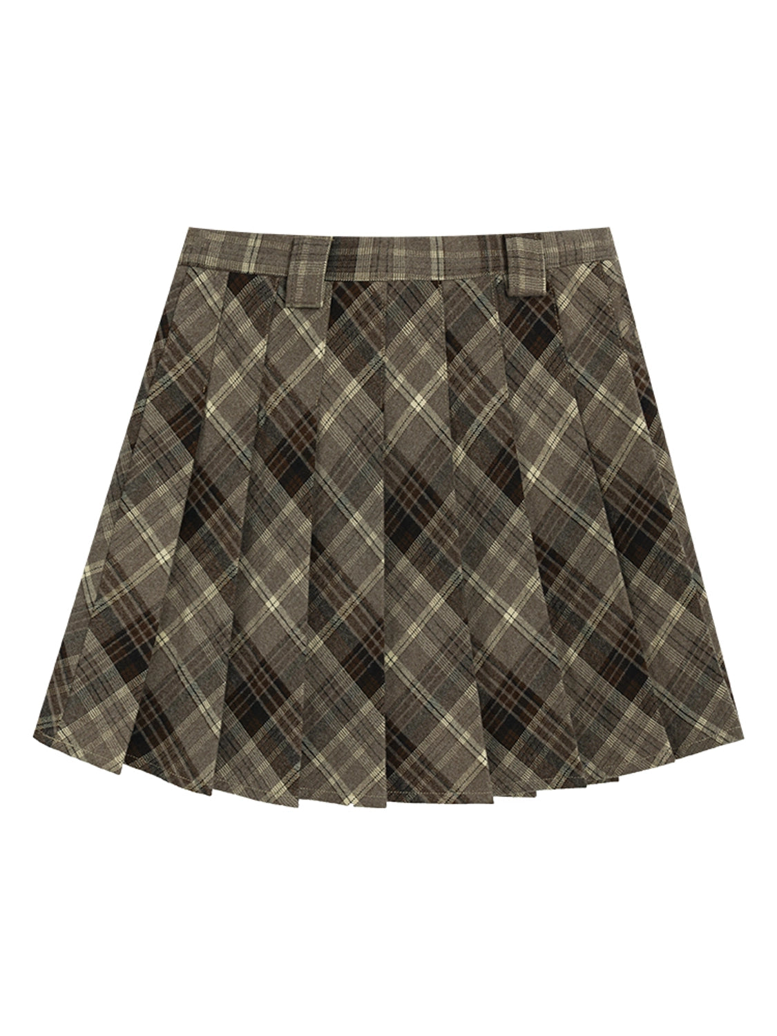 Women's Pleated Plaid Mini Skirt with Flared Hem