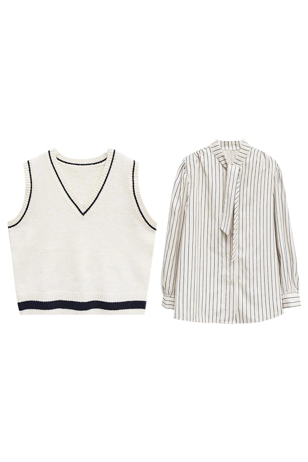 Classic Sweater Vest and Pinstripe Shirt Duo for a Smart Casual Look