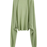 Draped Open-Front Knit Shrug with Extended Sleeves