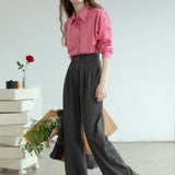 High-Waisted Wide-Leg Trousers with Pleat Detail