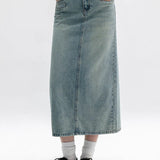 Chic Denim Midi Skirt with Signature Pockets