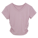 Chic V-Neck Tee with Casual Draping