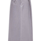 Beige A-Line Midi Skirt with Belt