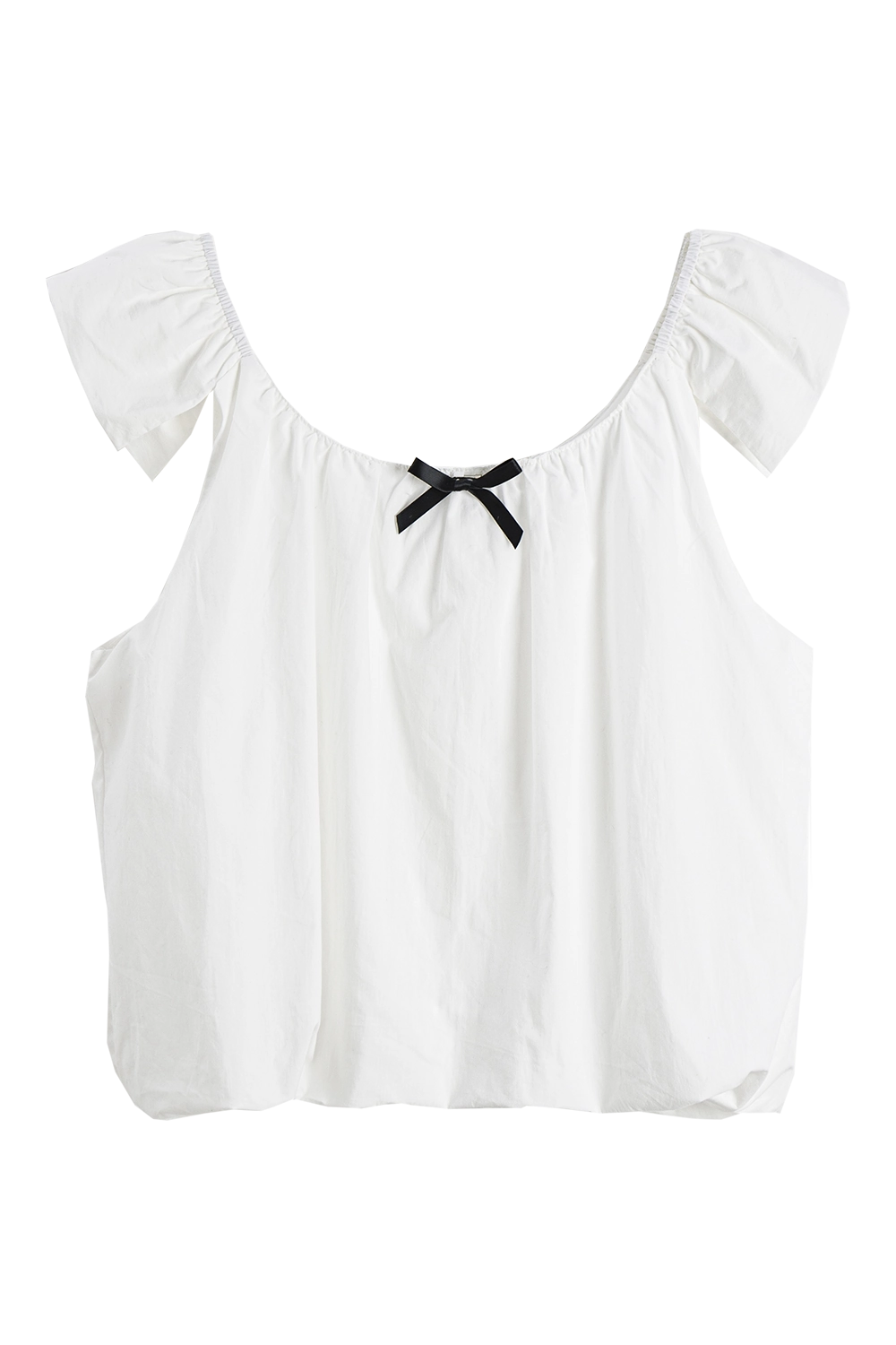 Women's Contrast Bow Tie Puff Sleeve T-Shirt