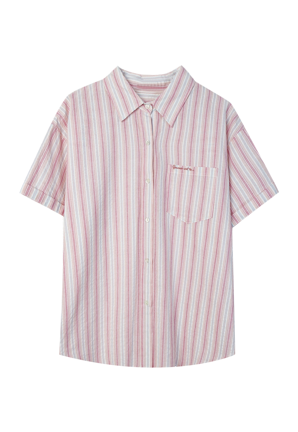 Women's Casual Striped Short Sleeve Shirt, Front Pocket - Perfect for Summer
