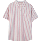 Women's Casual Striped Short Sleeve Shirt, Front Pocket