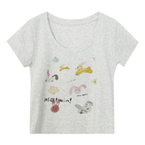 Short-Sleeve T-Shirt with Cute Animal Prints and Playful Lettering