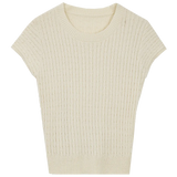 Ribbed Knit Short-Sleeve Sweater - Classic Comfort