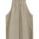 Striped Gathered Neckline Sleeveless Top - Modern Elegance