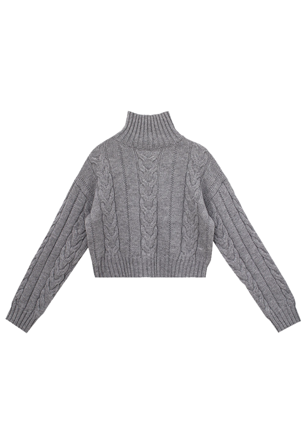 Women's Cropped Turtleneck Cable Knit Sweater