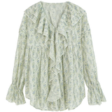 Vintage Ruffle Blouse in Floral Print – Classic Elegance Meets Modern Charm