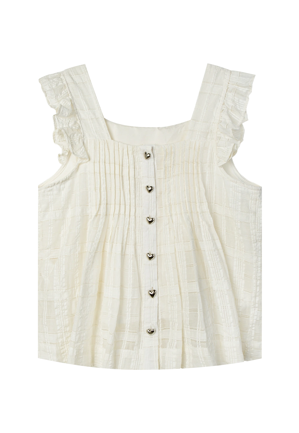 Elegant Ruffled Sleeveless Top with Button Details - Perfect for Summer