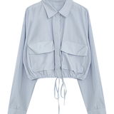 Drawstring Waist Shirt Jacket